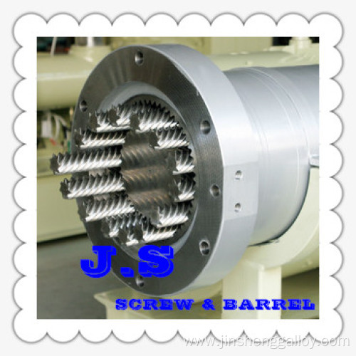 Planetary screw and barrel for extruder machine